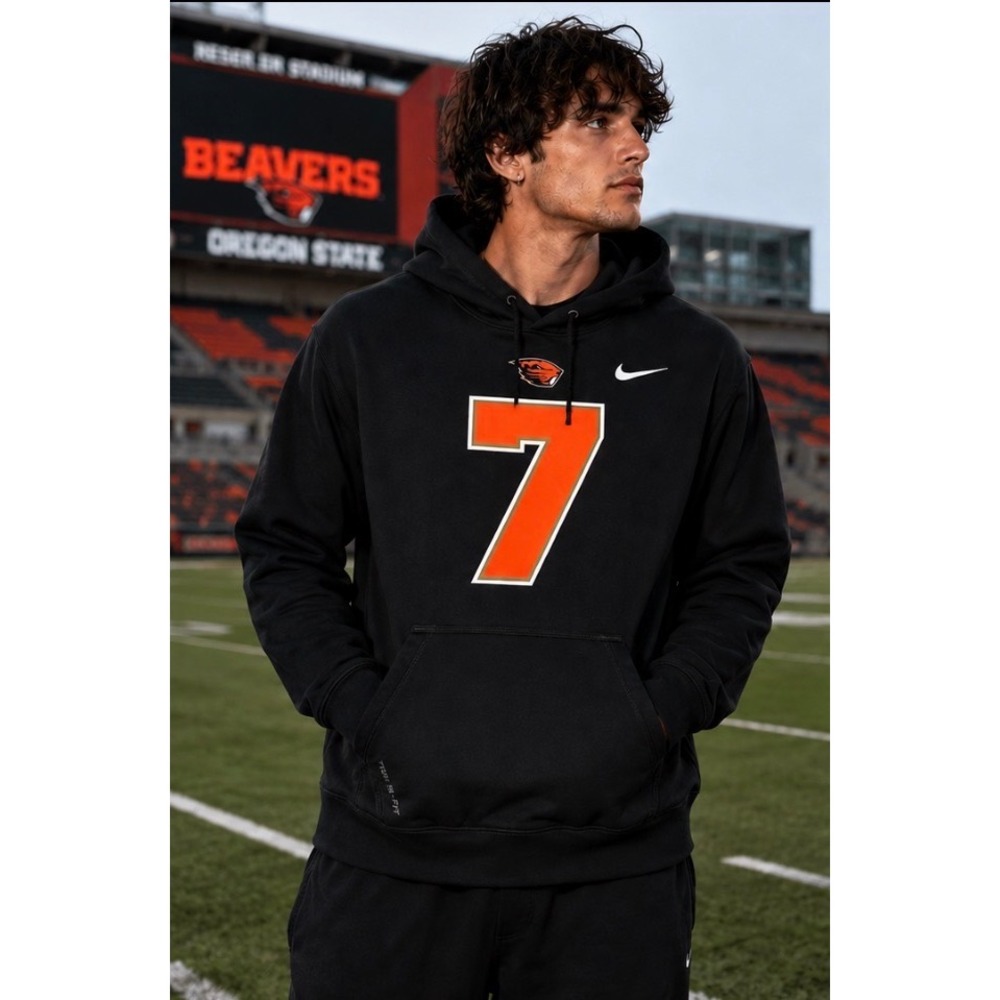 Nike Oregon State Beavers Therma-Fit Hoodie Mens Black Orange #7‎ Pullover XL